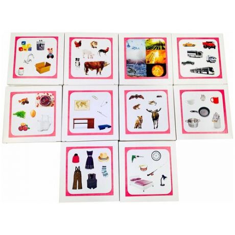 Монтессори игрушки / Монтессори для детей / Монтессори материал Трехчастные карточки. Английский язык. Розовая серия.