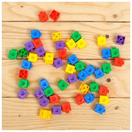 IQ-ZABIAKA Обучающий набор «Кубики-конструктор: учимся считать» с заданиями, 50 кубиков, по методике Монтессори