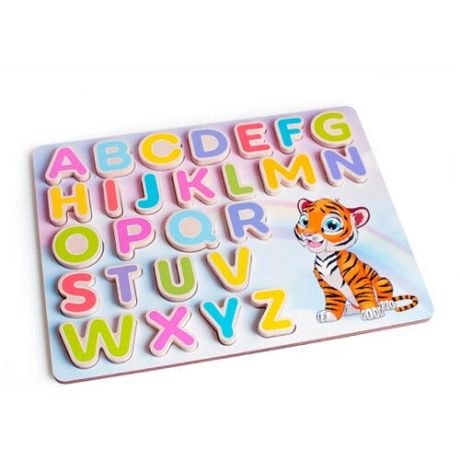Магнитный алфавит 38х28 см / рамка-вкладыш / развивающие деревянные игрушки для детей / учим буквы / Ulanik
