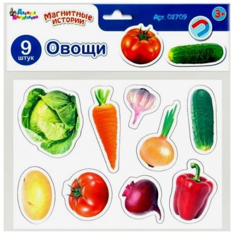 Игровой набор с магнитами Овощи, 9 штук / Магниты Овощи / Развивающая магнитная игра / Овощи на магнитах / Магнитный набор