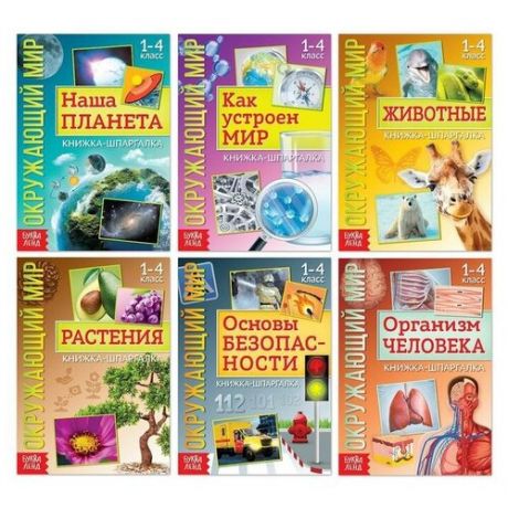 Набор книжек-шпаргалок «Мир природы и человека», 6 шт.