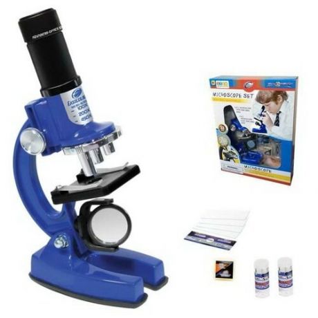 Набор для опытов с микроскопом, 23 предмета в наборе, цвет синий