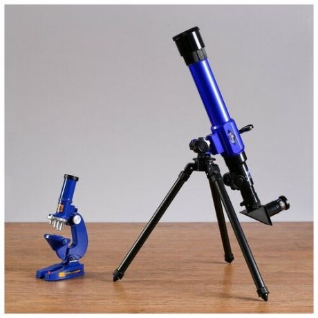 Набор обучающий "Опыт": телескоп настольный , сменные линзы 20х/ 30х/ 40х, микроскоп 100х/ 200х/ 450х, инструменты для исследования
