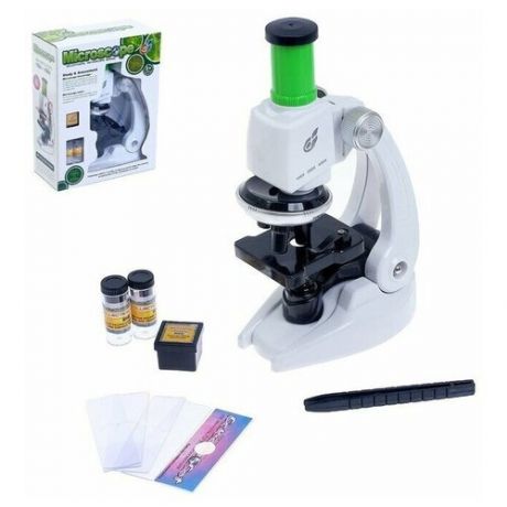 Микроскоп детский / Микроскоп для школьника, с подсветкой и аксессуарами, увеличение до 450х, 9 предметов