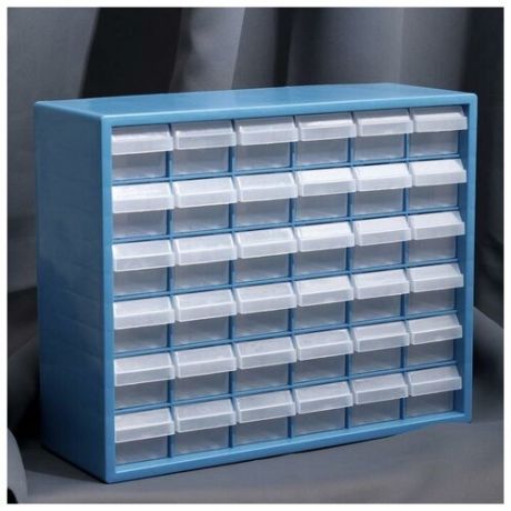 Бокс для хранения мелочей с выдвигающимися ячейками, 40 × 33 см, (1 ячейка 12 × 5,5 см), цвет синий