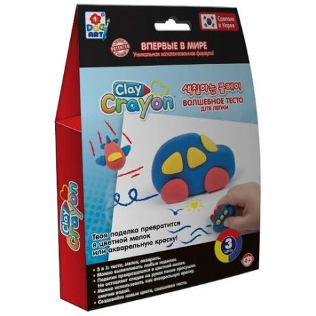 Масса для лепки 1 TOY Clay Crayon Машинка 3 цвета по 30 г (Т19008)