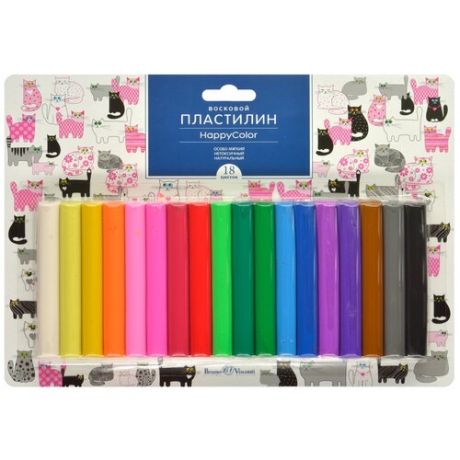 Пластилин Bruno Visconti восковой HappyColor, 18 цветов 300г (34-0014)