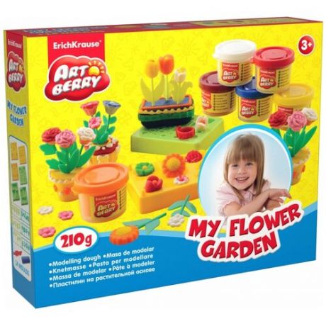 Биопластилин с аксессуарами для лепки ArtBerry My Flower Garden, 4 x 35 г