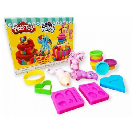 Набор пластилина для лепки Play-Toy "пони"/ Тесто для творчества с формочками/ Набор для лепки пони/ Пластилин для лепки/Масса для лепки Пони