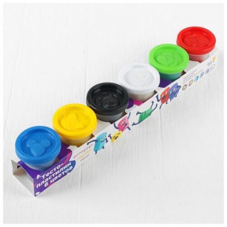 Набор для детского творчества Тесто-пластилин, 6 цветов по 50 г Genio kids 2433598 .