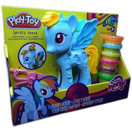 Любимая лошадка Райнбоу Дэш / Пони с пластилином/ Райнбоу Дэш из мультфильма Дружба - это чудо /набор Пони Райнбоу Дэш/Play-Toy Тесто пластилин для лепки.