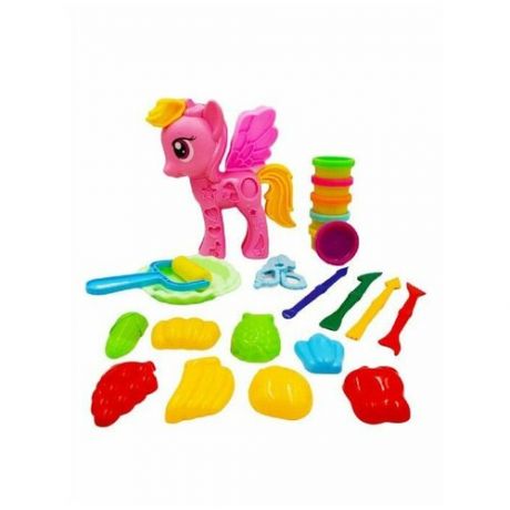Большой Набор пластилина с Пони / Play-Toy Тесто пластилин для лепки / Набор Пони Райнбоу Дэш