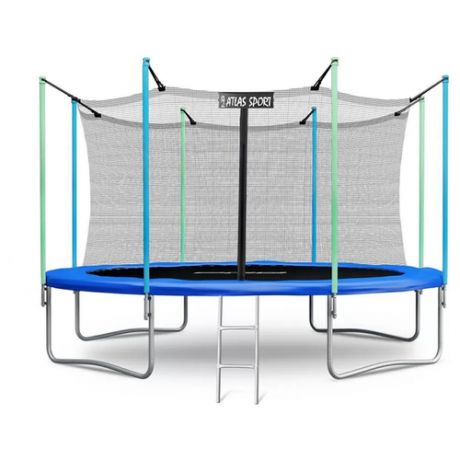 Батут Atlas Sport, 374 см, 12 ft, с внутренней сеткой, с лестницей, голубой