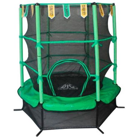 Каркасный батут DFC Jump Kids 55" (пружины амортизирующий трос) 137х137х165 см зеленый