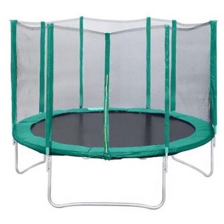 Батут с защитной сеткой КМС Trampoline 14 4,3 м Чёрный/зелёный