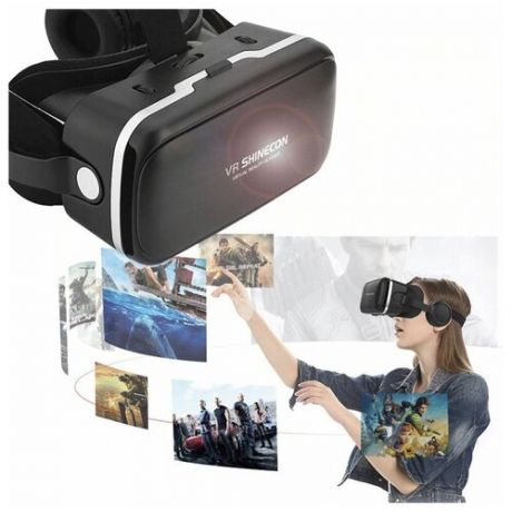 Очки-шлем виртуальной реальности VR Shinecon 6.0 черные с наушниками для смартфонов черный
