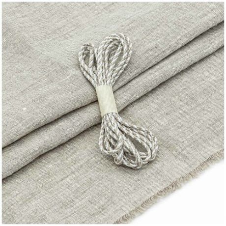 Набор для творчеста "Ткань лён со шнуром", 45х50 см, длина шнура 2 м, цвет белый, натуральный серый (арт. 28961)