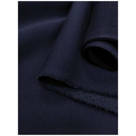 Ткань Премиум Футер Трикотаж 3- х нитка с начёсом цвет темно- синий 2.5 метра * ширина 1.95 м с Кашкорсе 50см (ширина 115см)
