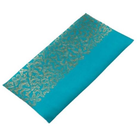 Отрез кожзама с тиснением "Golden Butterflies Turquoise" 50х25 см