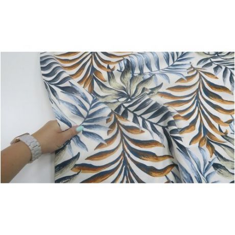 Ткань DUCK с водоотталкивающей пропиткой, принт: "Монстера" серый (100 см. x 180 см.)