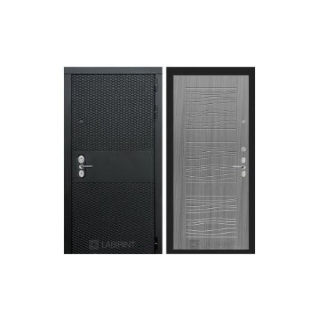 Входная металлическая дверь Лабиринт Блэк CISA 06 (Чёрный кварц / Сандал серый)
