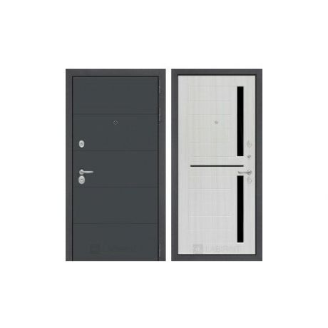 Входная металлическая дверь Лабиринт ART Графит 02 Сандал белый, стекло черное