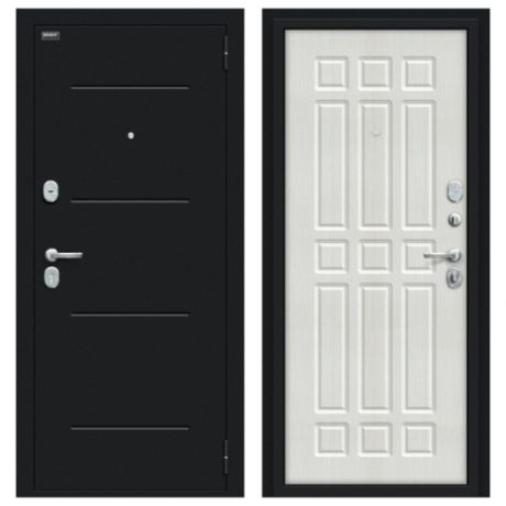 Входная дверь Браво/Dveri Bravo/Мило 104.52 Букле черное/Bianco Veralinga, двери браво 2050x960 правая