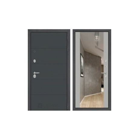 Входная металлическая дверь Лабиринт ART Графит с зеркалом максимум Грей софт