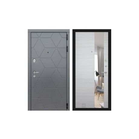 Входная металлическая дверь Лабиринт Космо зеркало (Графит / Акация светлая горизонтальная)