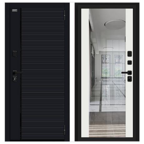 Входная дверь Браво/Dveri Bravo/Лайнер-3 Total Black/Off-white, двери браво 2050x960 правая