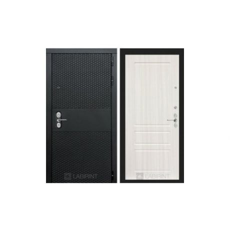Входная металлическая дверь Лабиринт Блэк CISA 03 (Чёрный кварц / Сандал белый)