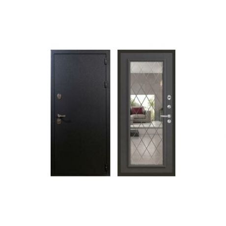 Дверь входная (стальная, металлическая) Лекс Рим 100 с гравировкой "Графит софт"