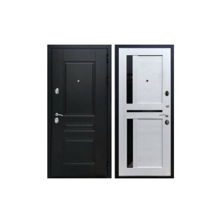 Входная металлическая дверь Рекс Премиум Н СБ-18 (Венге / Лиственница беж) стекло черное
