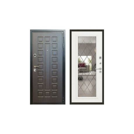Дверь входная (стальная, металлическая) Лекс Гладиатор 101 с гравировкой "Софт белый снег"