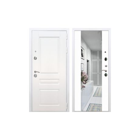 Входная металлическая дверь Рекс Премиум Н с Зеркалом СБ-16 (Белый / Белый матовый)