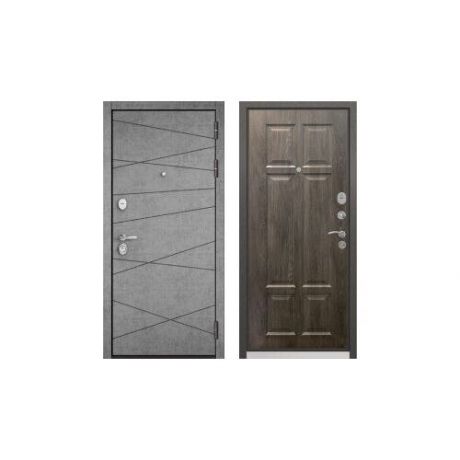 Дверь входная (стальная, металлическая) Бульдорс TRUST STANDART 90 Штукатурка серая 9S-130 "Дуб шале серебро"