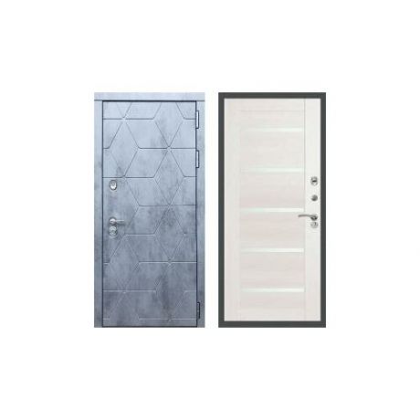 Дверь входная (стальная, металлическая) Rex 28 СБ-14 Белое стекло "Лиственница бежевая"