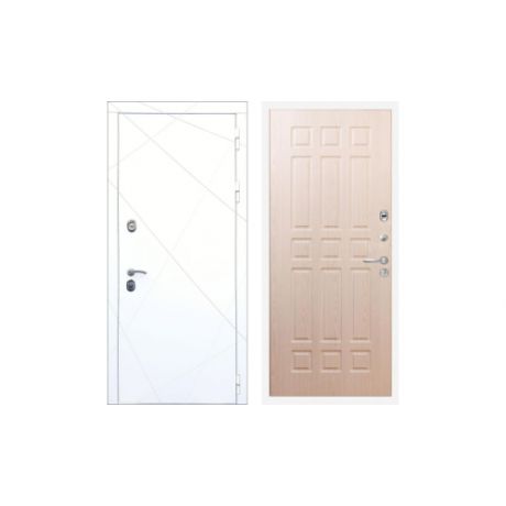 Входная металлическая дверь Лекс Соната 3К Шагрень белая (Беленый дуб №28)