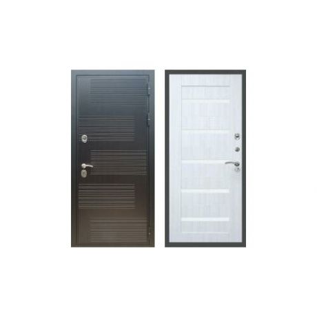 Дверь входная (стальная, металлическая) Сенатор Премиум ФЛ-185 СБ-14 Белое стекло "Сандал белый"