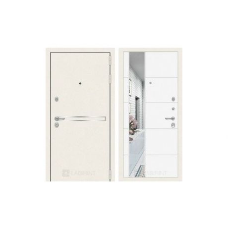 Входная металлическая дверь Лабиринт Лайн WHITE с зеркалом 19 Белый софт