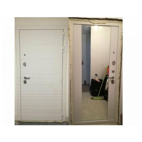 Входная металлическая дверь Лабиринт Трендо с Зеркалом Максимум Белый софт