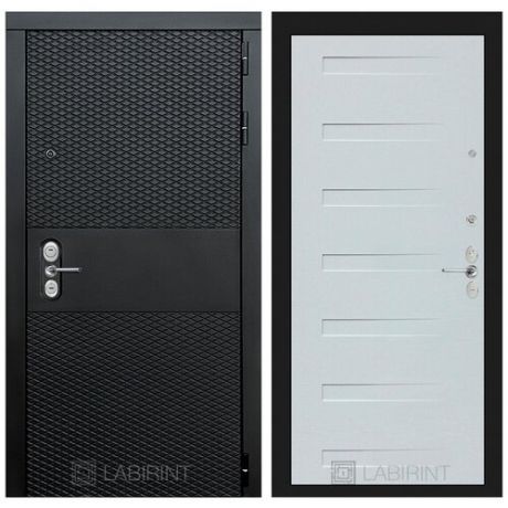 Дверь Лабиринт BLACK CISA 14 Дуб кантри белый горизонтальный металлическая. Сторона открывания: Правая, Размер короба - 960*2050 мм (С шумоизоляцией)