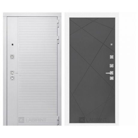 Входная металлическая дверь Лабиринт PIANO WHITE 24 Графит софт