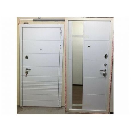 Входная металлическая дверь Лабиринт Трендо с Зеркалом 19 Белый софт