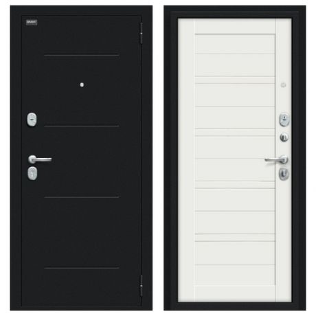 Входная дверь Браво/Dveri Bravo/Сити Kale Букле черное/Off-white, двери браво 2050x960 левая