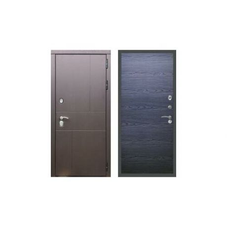 Дверь входная (стальная, металлическая) Rex 16 Гладкая (без фрезеровки) "Дуб тангенальный чёрный"
