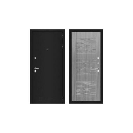 Дверь входная (стальная, металлическая) Labirint Classic "Шагрень черная" 06 "Сандал серый"