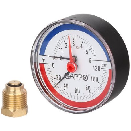 Термоманометр аксиальный в комплекте с автоматическим запорным клапаном Gappo G1473 1/2"x6 бар