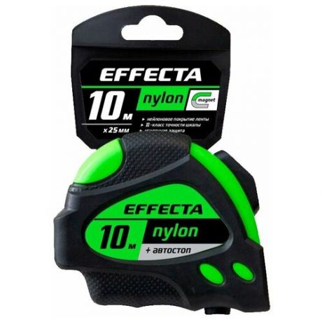 Рулетка Effecta Nylon -10м/25 мм