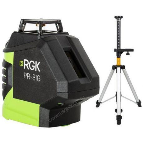 Комплект: лазерный уровень RGK PR-81G + штанга-упор RGK CG-2